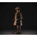 Africa - Old "colonist" statue with two patinas in carved wood.
