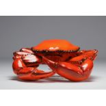 Vallauris - Large glazed ceramic crab, circa 1950.