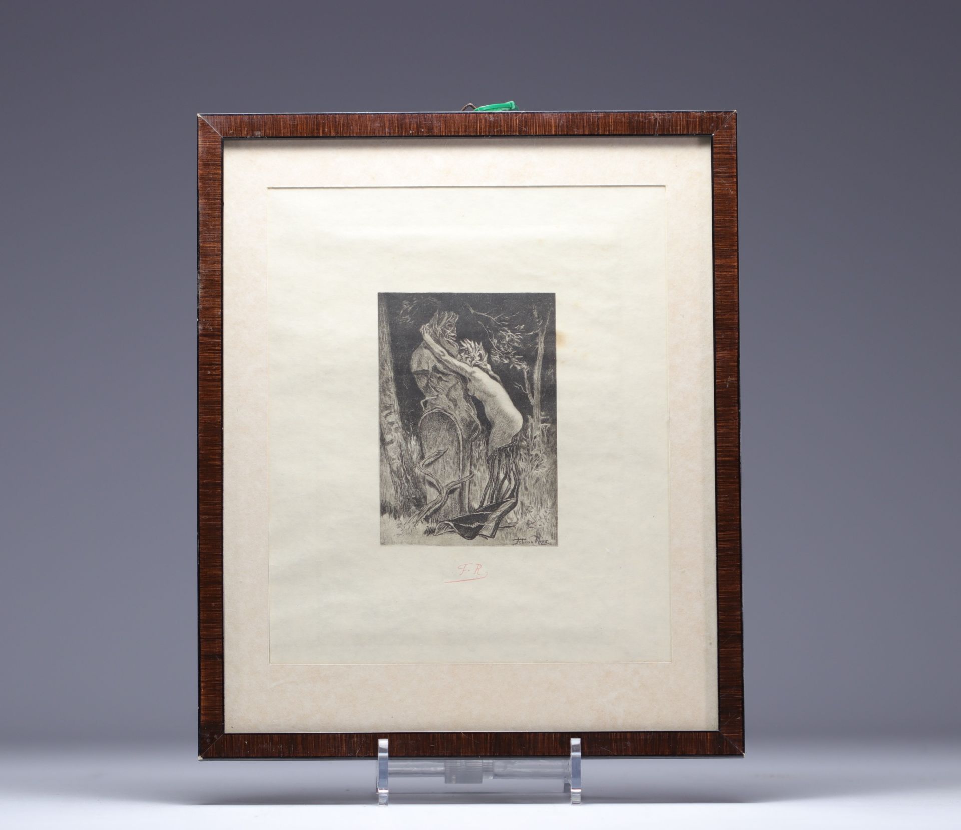 Felicien ROPS (1833-1898) â€˜Hommage a Panâ€™ Etching, signed in the plate and monogrammed. - Image 2 of 2