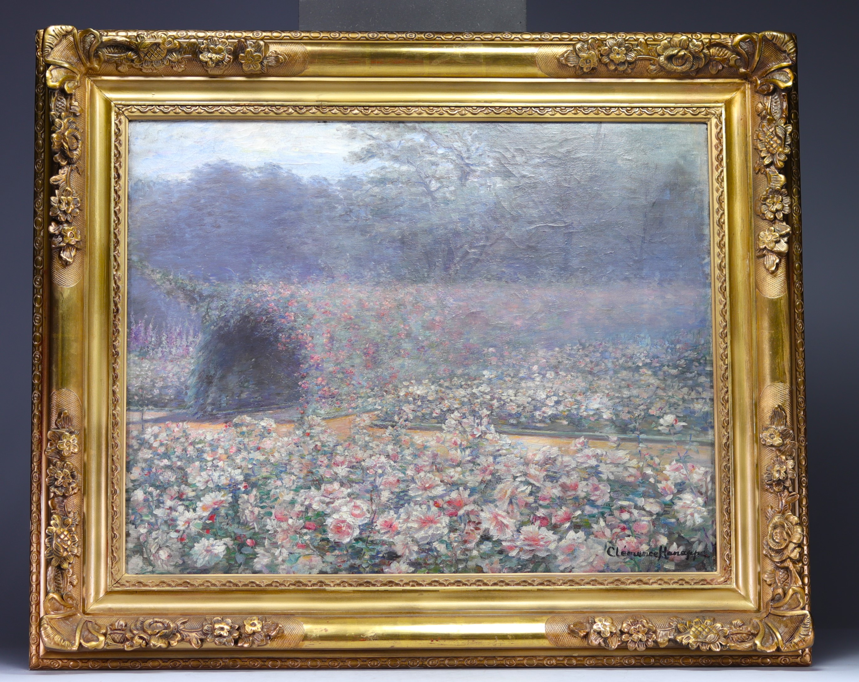 Clemence HANAPPE (1869-1955) "Jardin en fleurs"  ("garden of flowers") Oil on canvas. - Image 2 of 2