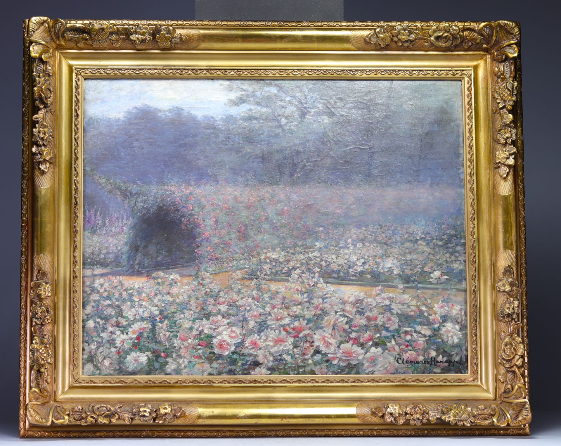 Clemence HANAPPE (1869-1955) "Jardin en fleurs"  ("garden of flowers") Oil on canvas. - Bild 2 aus 2