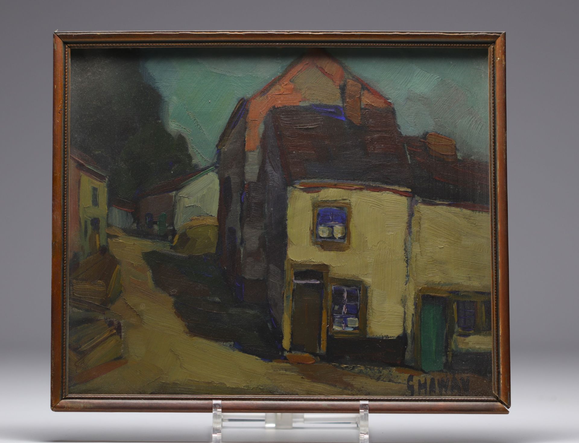 Georges HAWAY (1894-1945) "View of a village" Oil on panel, signed. - Bild 2 aus 2