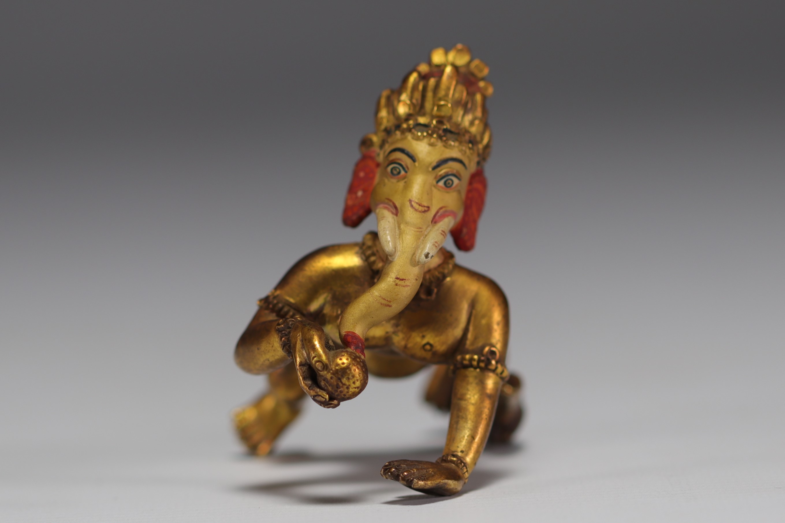 China - Tibet - Small polychrome bronze divinity. - Image 3 of 3