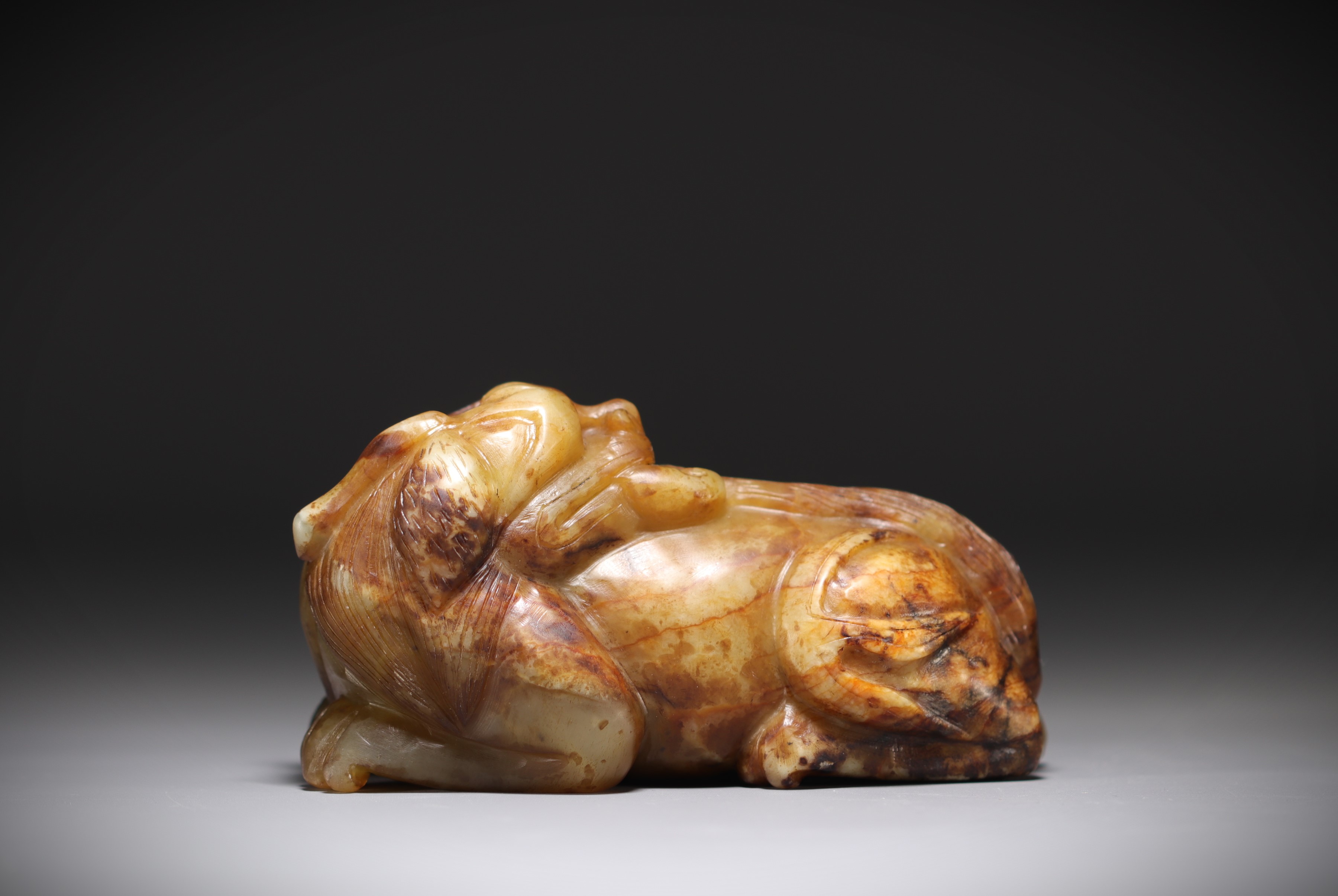 China - Chimera in brown/green jade.