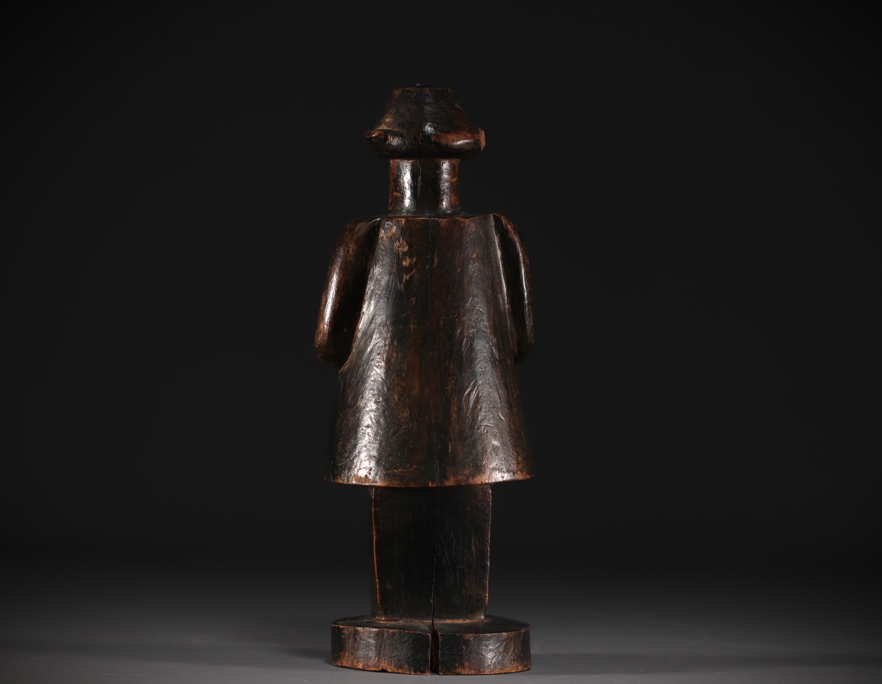 Africa - Old "colonist" statue with two patinas in carved wood. - Image 3 of 4