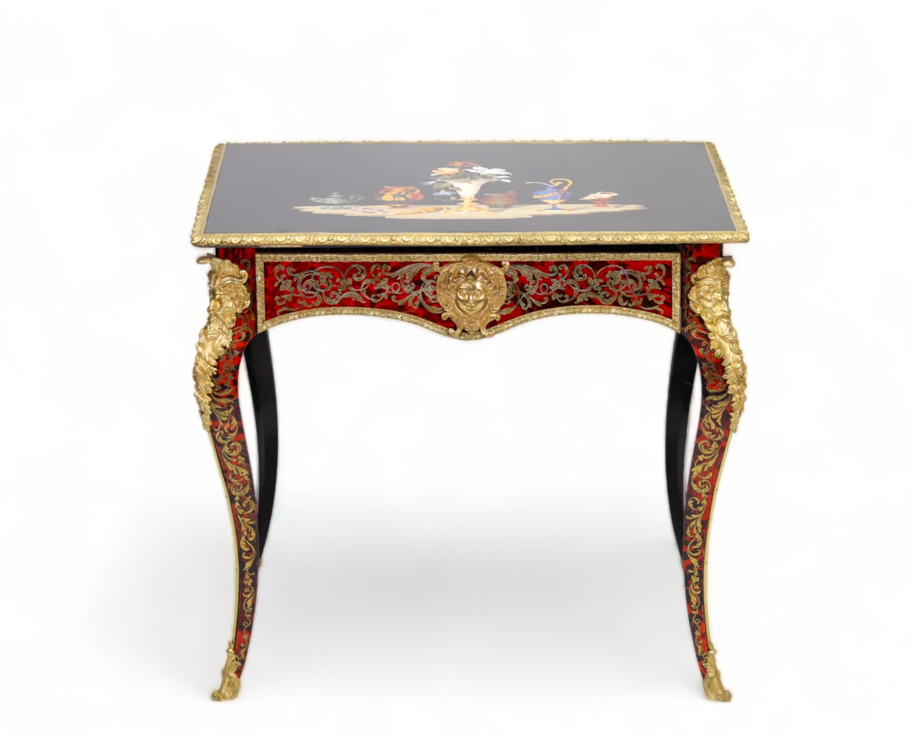 Alphonse GIROUX (1776-1848) Exceptional marble and gilt bronze marquetry table. Stamped "Alph. Girou