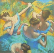 "Ballerinas" Russian school, pastel in the style of Degas, monogrammed and dated 2000