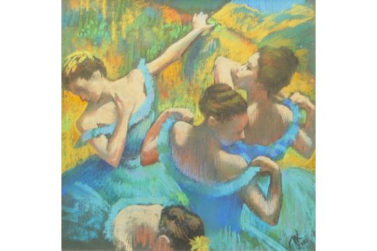 "Ballerinas" Russian school, pastel in the style of Degas, monogrammed and dated 2000 - Bild 1 aus 2