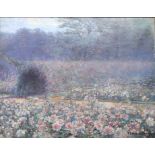 Clemence HANAPPE (1869-1955) "Jardin en fleurs"  ("garden of flowers") Oil on canvas.