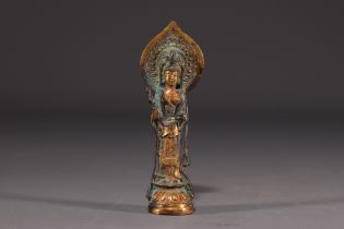 China - Bodhisattva, gilded bronze divinity.