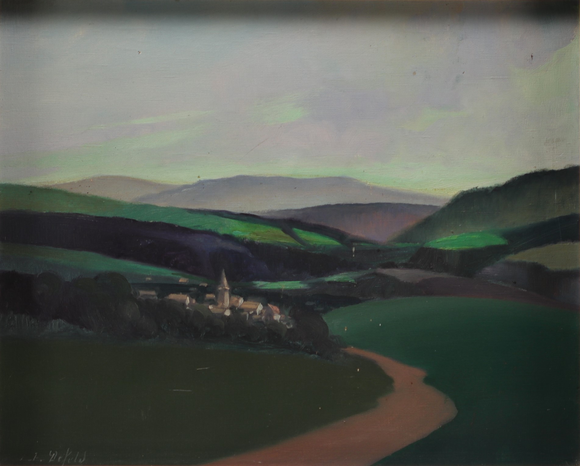 Jean DEFELD (1886-1933) "Bivels, Grand Duchy of Luxembourg" Oil on canvas.