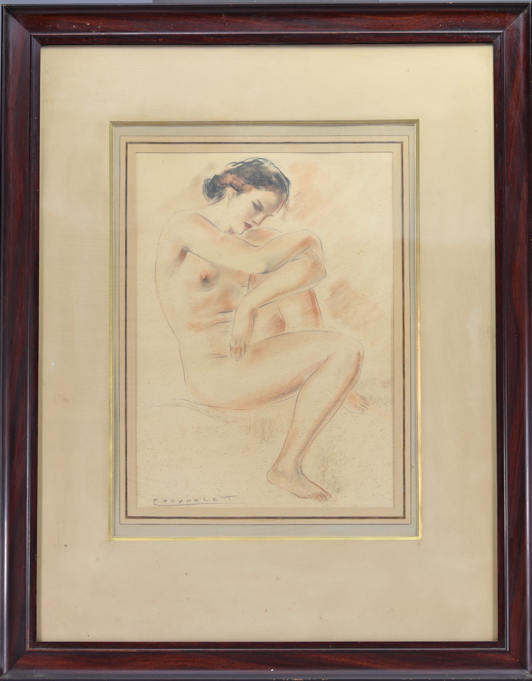 Paul DAXHELET (1905-1993) "Young woman naked" Pencil and charcoal drawing. - Image 2 of 3