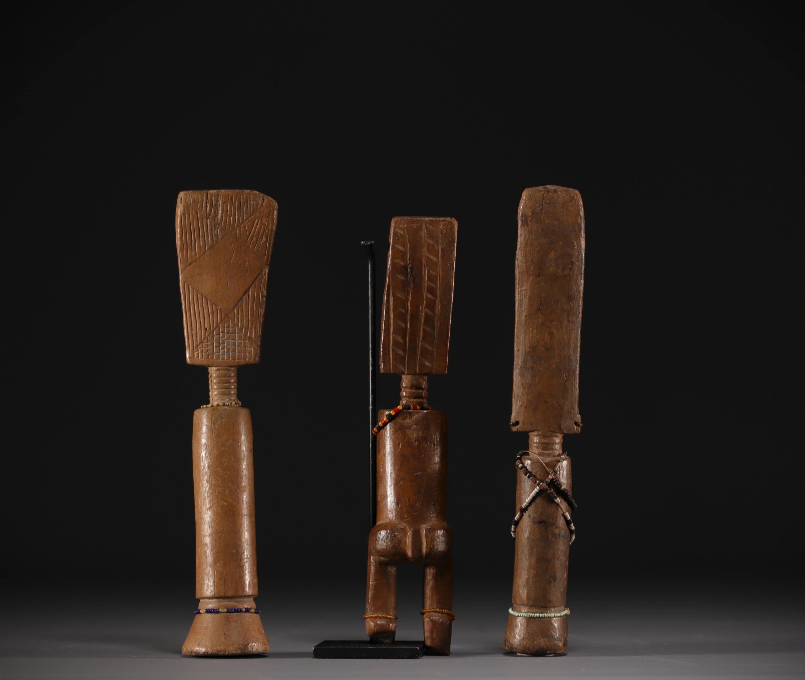 Ghana - Set of three carved wooden Fanti dolls. - Image 2 of 2