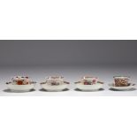 China - Set of various pieces of polychrome porcelain, 18th century.
