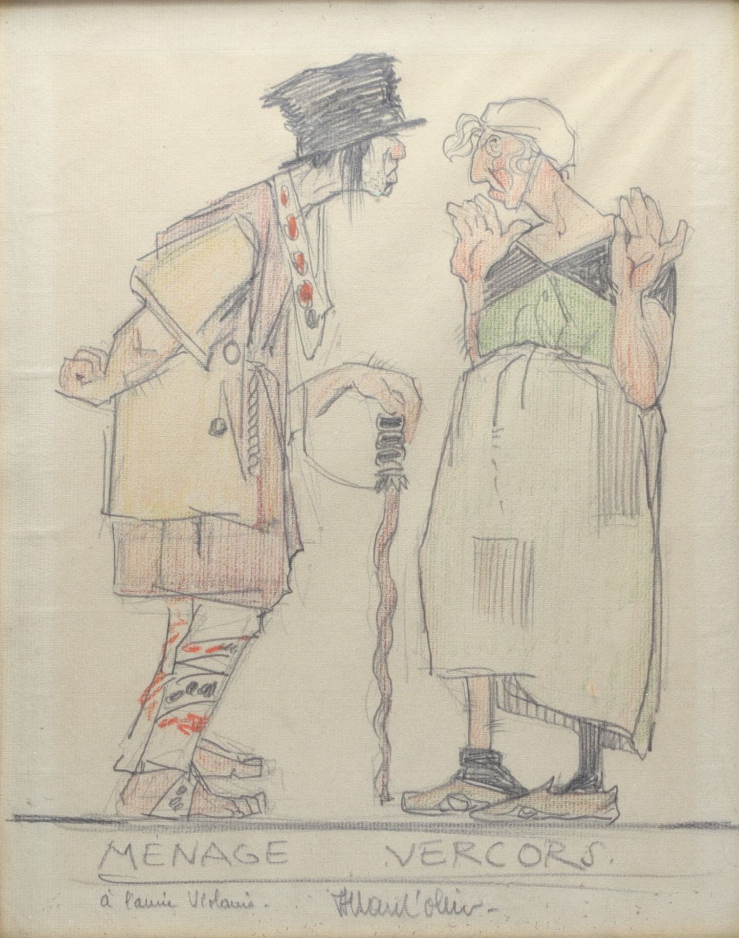 Fernand Allard l'OLIVIER (1883-1933) â€˜Dessin humoristiqueâ€™ in pencil, signed.