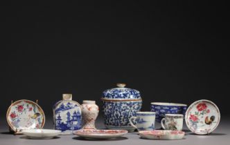 China - Set of various shaped porcelains, 18th century.