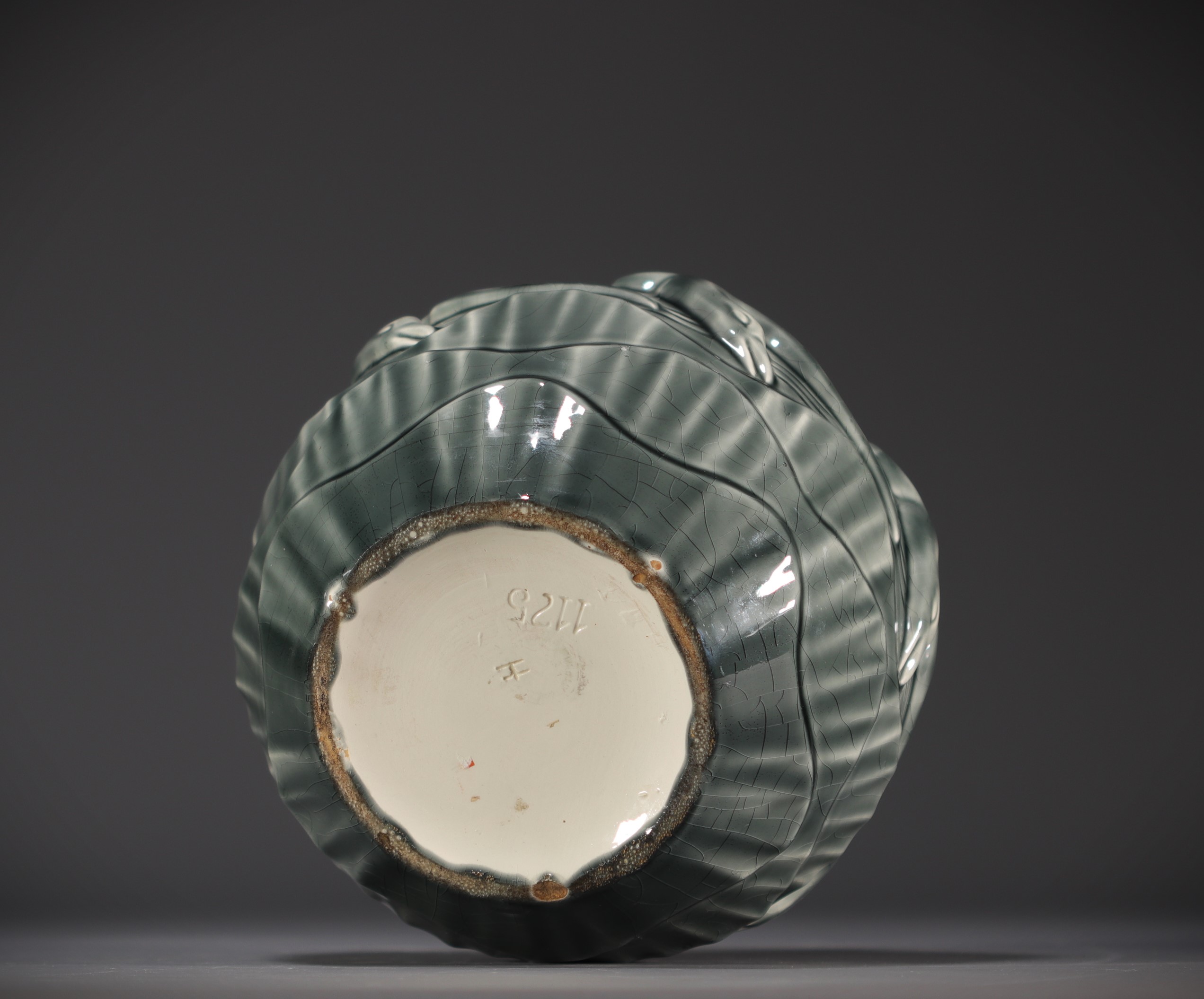 Charles CATTEAU (1880-1966), Crackled ceramic vase "aux mouettes", Boch KERAMIS. - Bild 2 aus 3