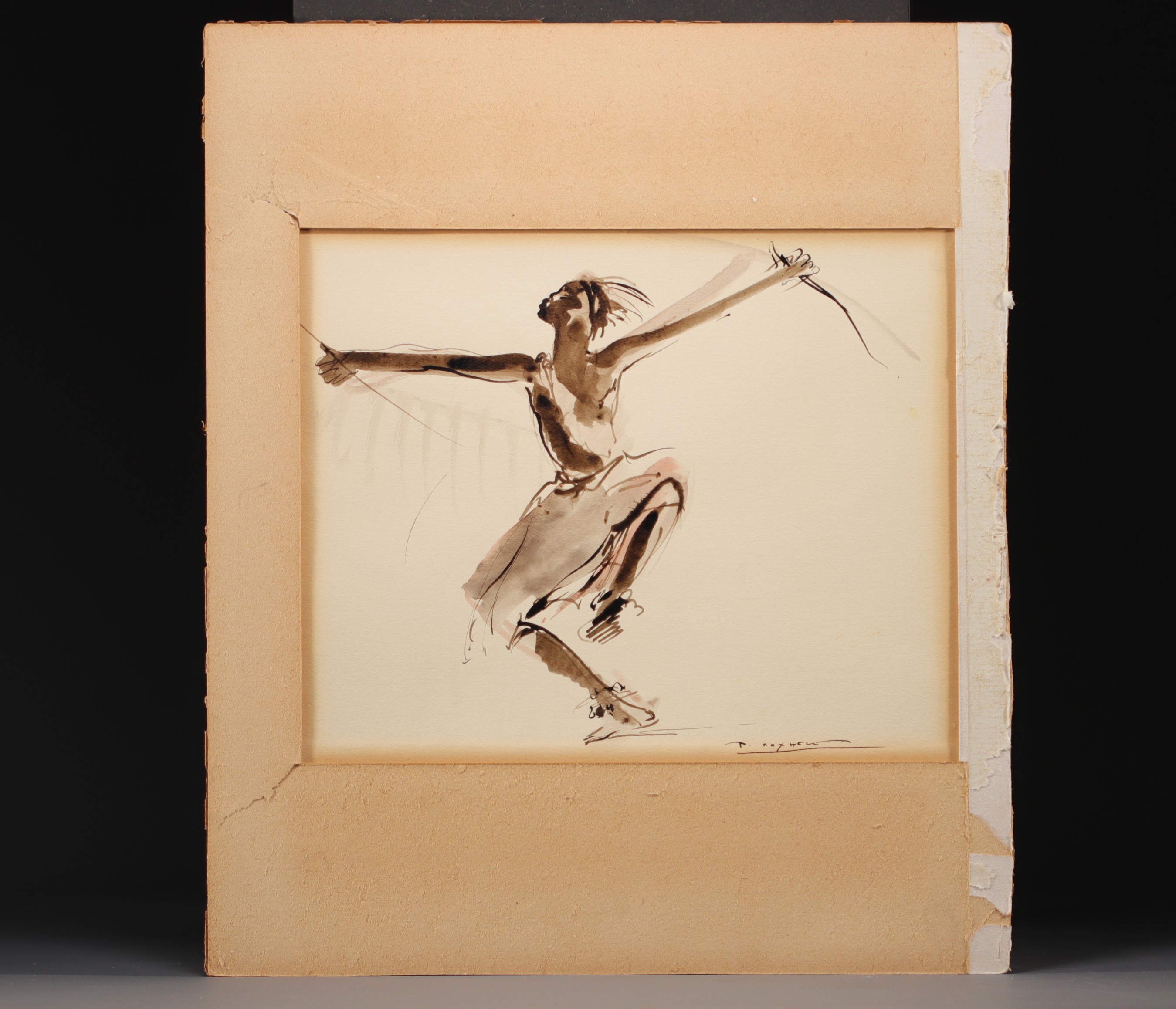 Paul DAXHELET (1905-1993) "African dancer" Suite of three Indian inks. - Image 7 of 7