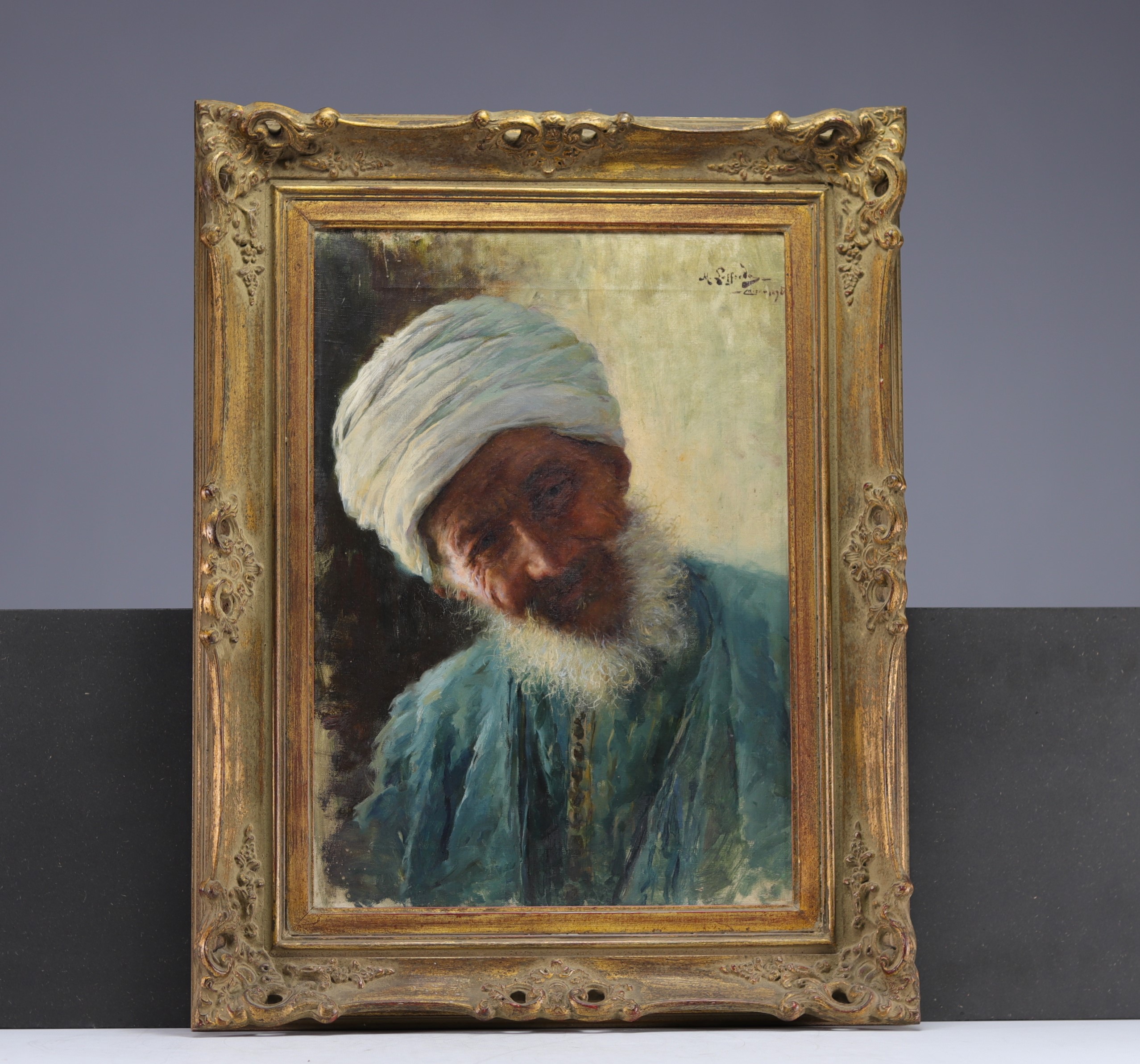 Michele LOFFREDO (1870-1961), Pair of Orientalist Portraits, oil on canvas signed and dated 1898. - Image 2 of 3