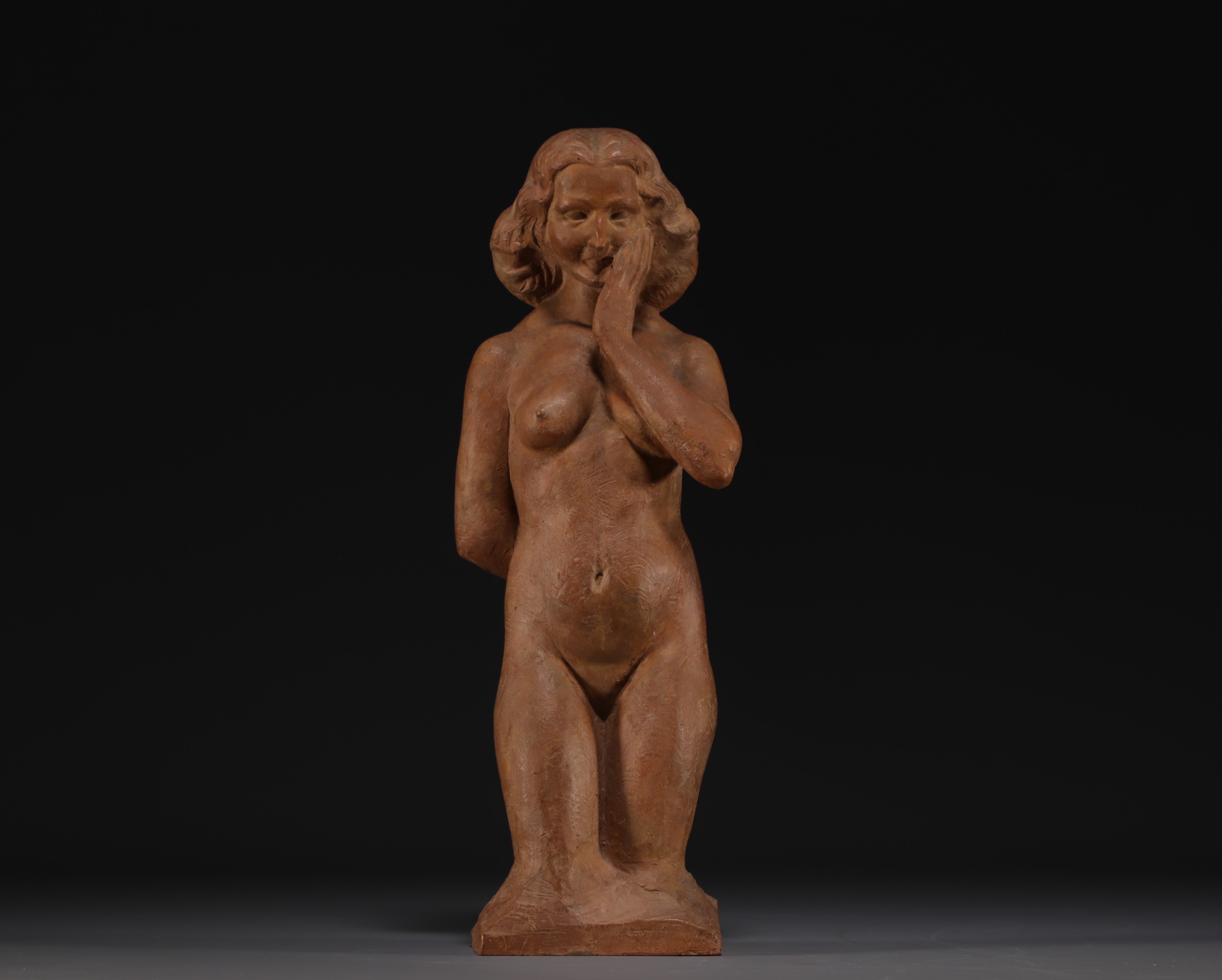 Francois julien BOSMANS (1908-1977) "Buste de femme" Terracotta sculpture.