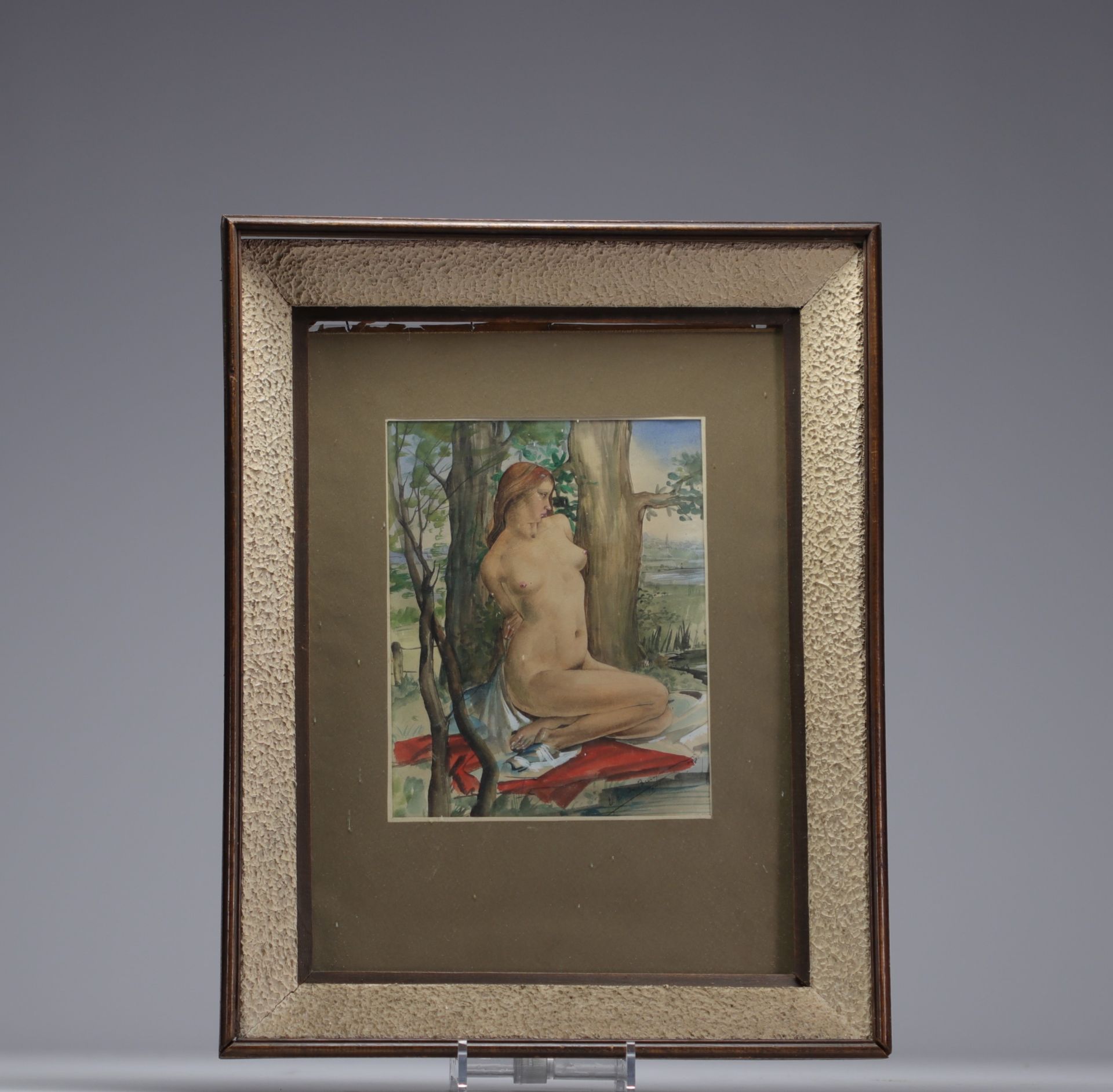 Gustave DE BRUYNE (1914-1981) â€˜Femme denudeeâ€™ Watercolour signed and dated 1944. - Bild 2 aus 2