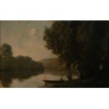 "Oil on canvas, Barbizon school in the style of Camille COROT, late 19th century.