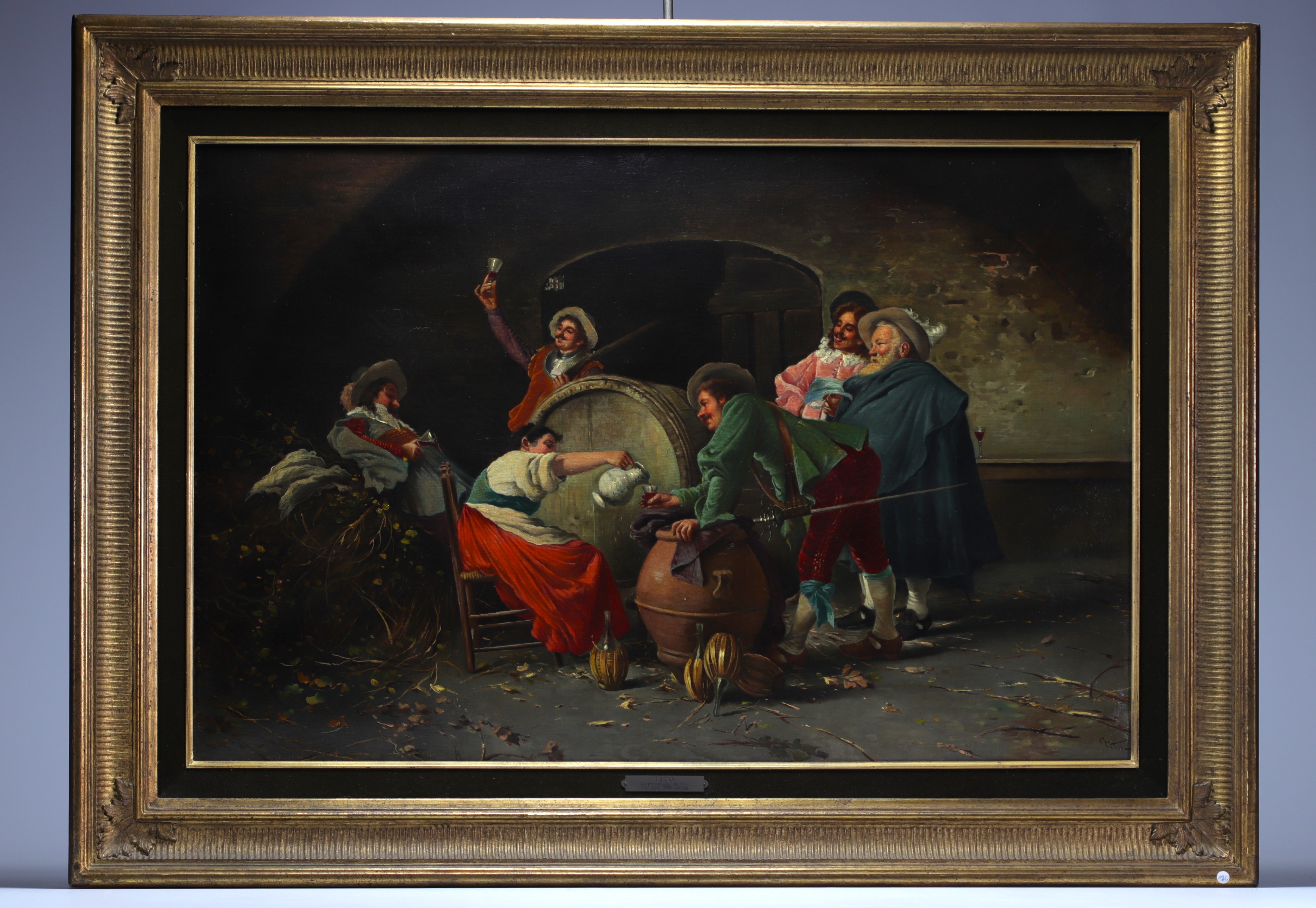 Francesco TITO (1863-1934) "Le repas des mousquetaires" Pair of oil on canvas. - Image 3 of 5