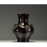 China - Vase with black and flamed glaze, under piece mark.