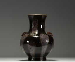 China - Vase with black and flamed glaze, under piece mark.