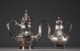 Set of two solid silver coffee pots, hallmarked 800.