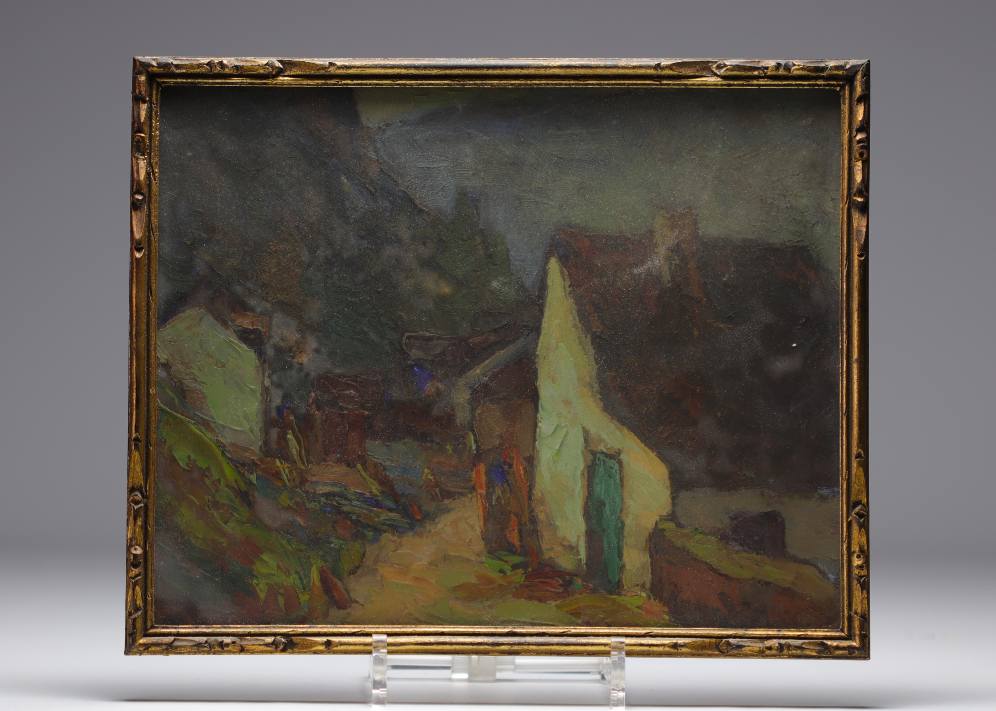 Georges HAWAY (1894-1945) "Laroche en Ardennes, au pied du Chateau" Oil on panel. - Image 2 of 2
