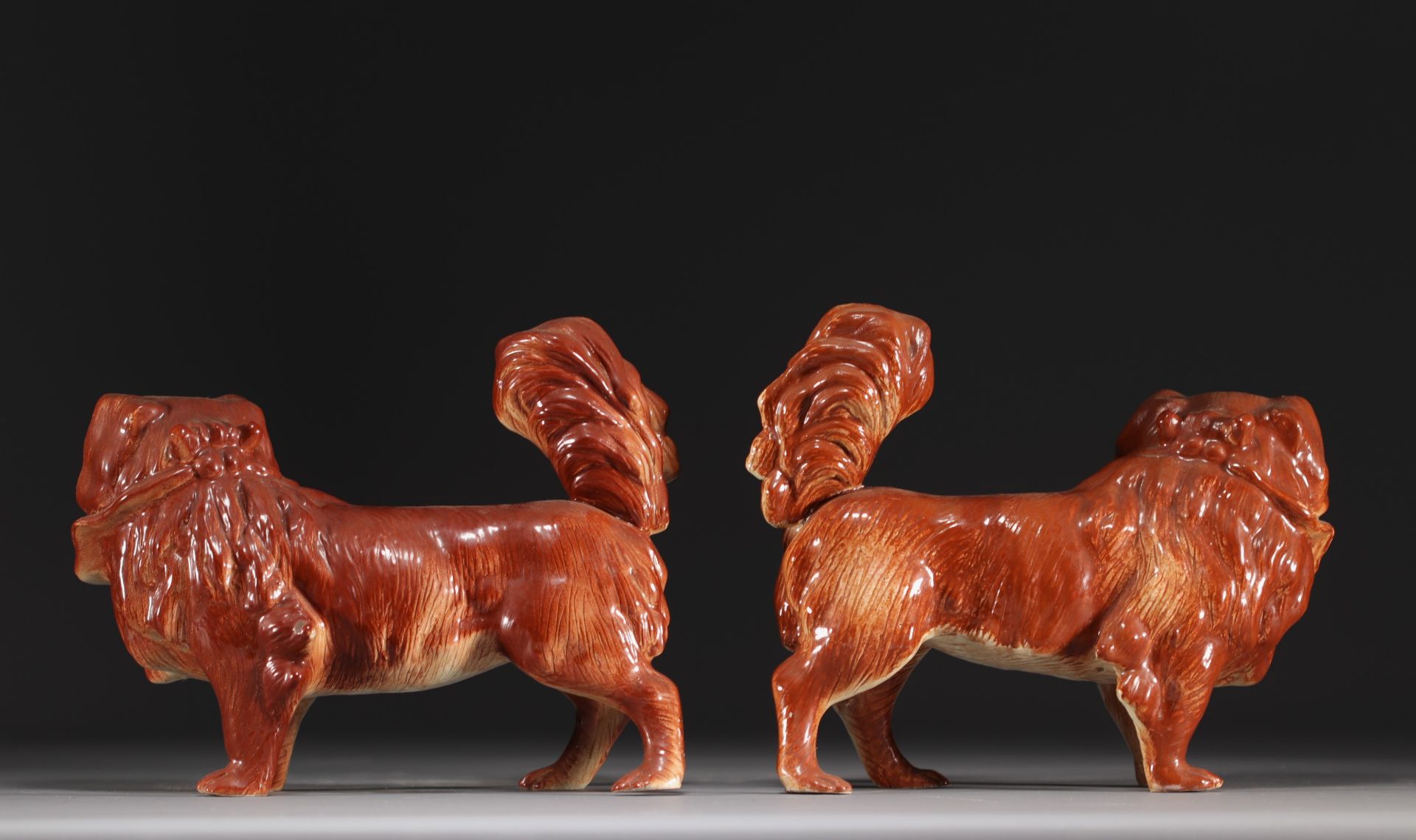 China - Pair of pekinese in fawn-colored porcelain. - Bild 2 aus 3