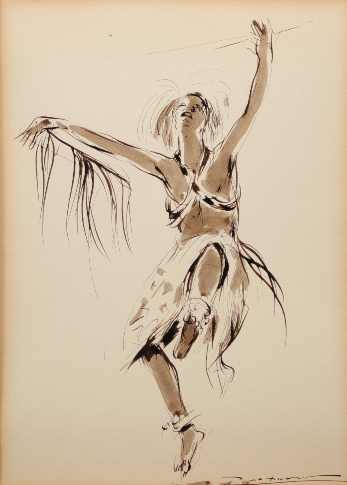 Paul DAXHELET (1905-1993) "African dancer" Suite of three Indian inks. - Image 4 of 7
