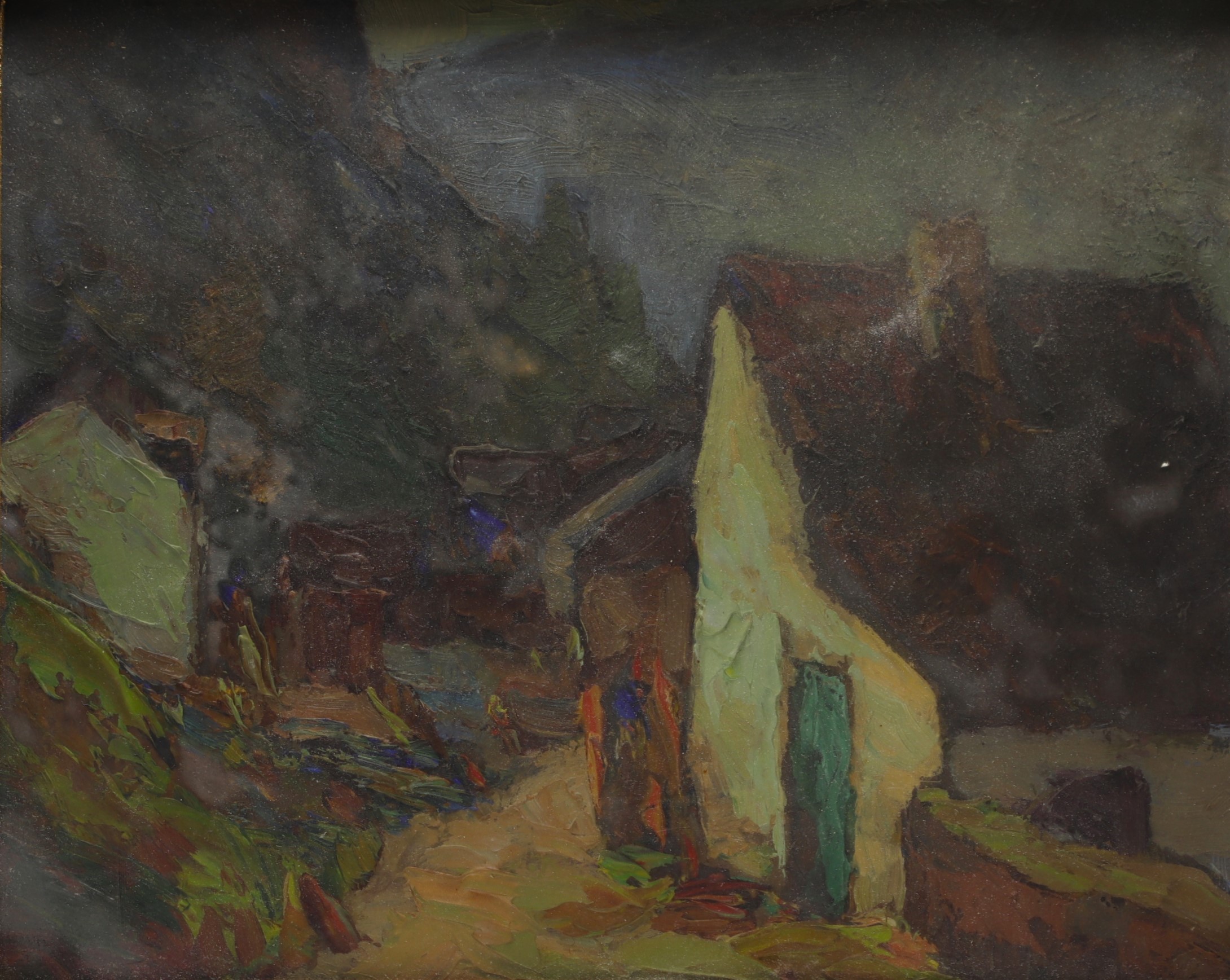 Georges HAWAY (1894-1945) "Laroche en Ardennes, au pied du Chateau" Oil on panel.