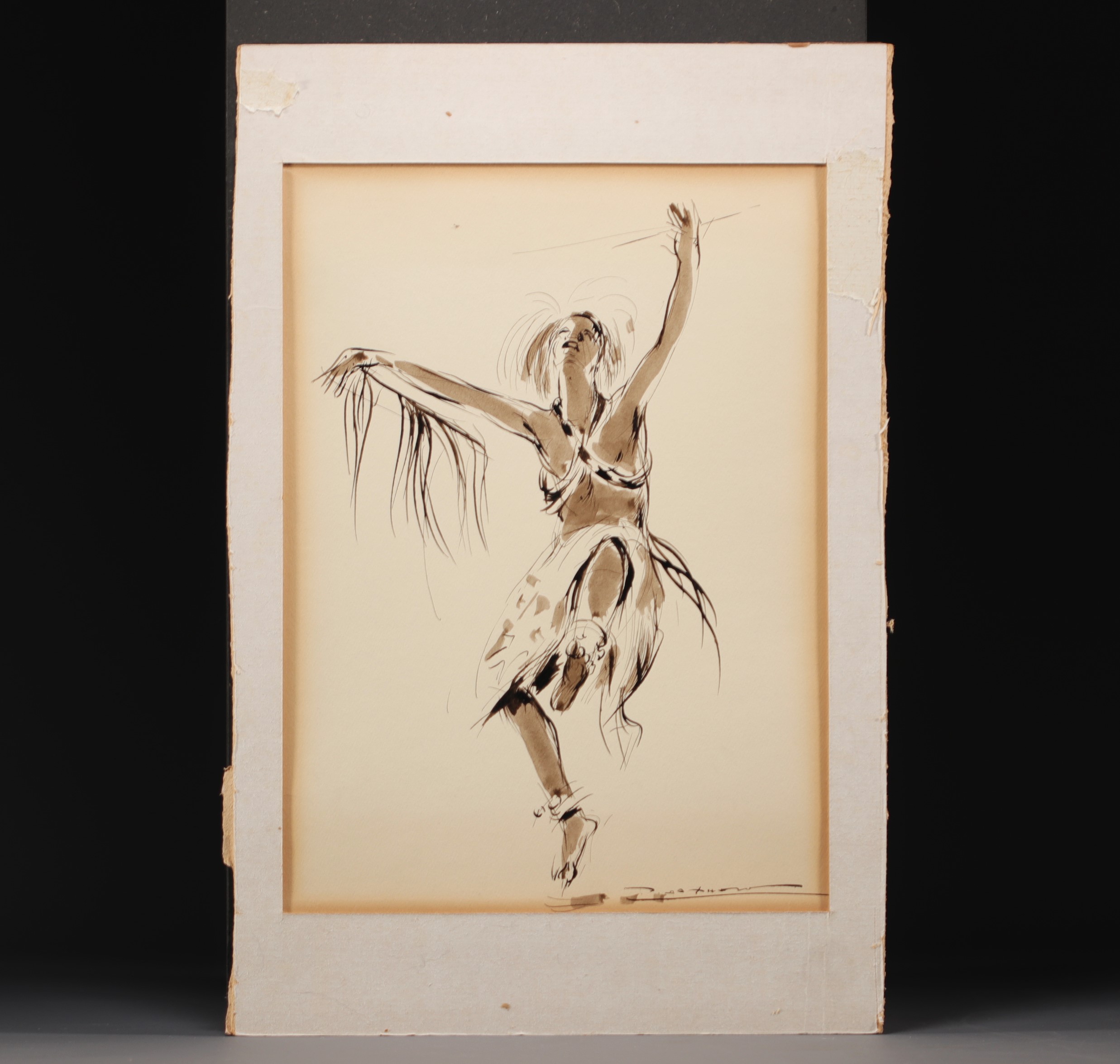 Paul DAXHELET (1905-1993) "African dancer" Suite of three Indian inks. - Image 5 of 7