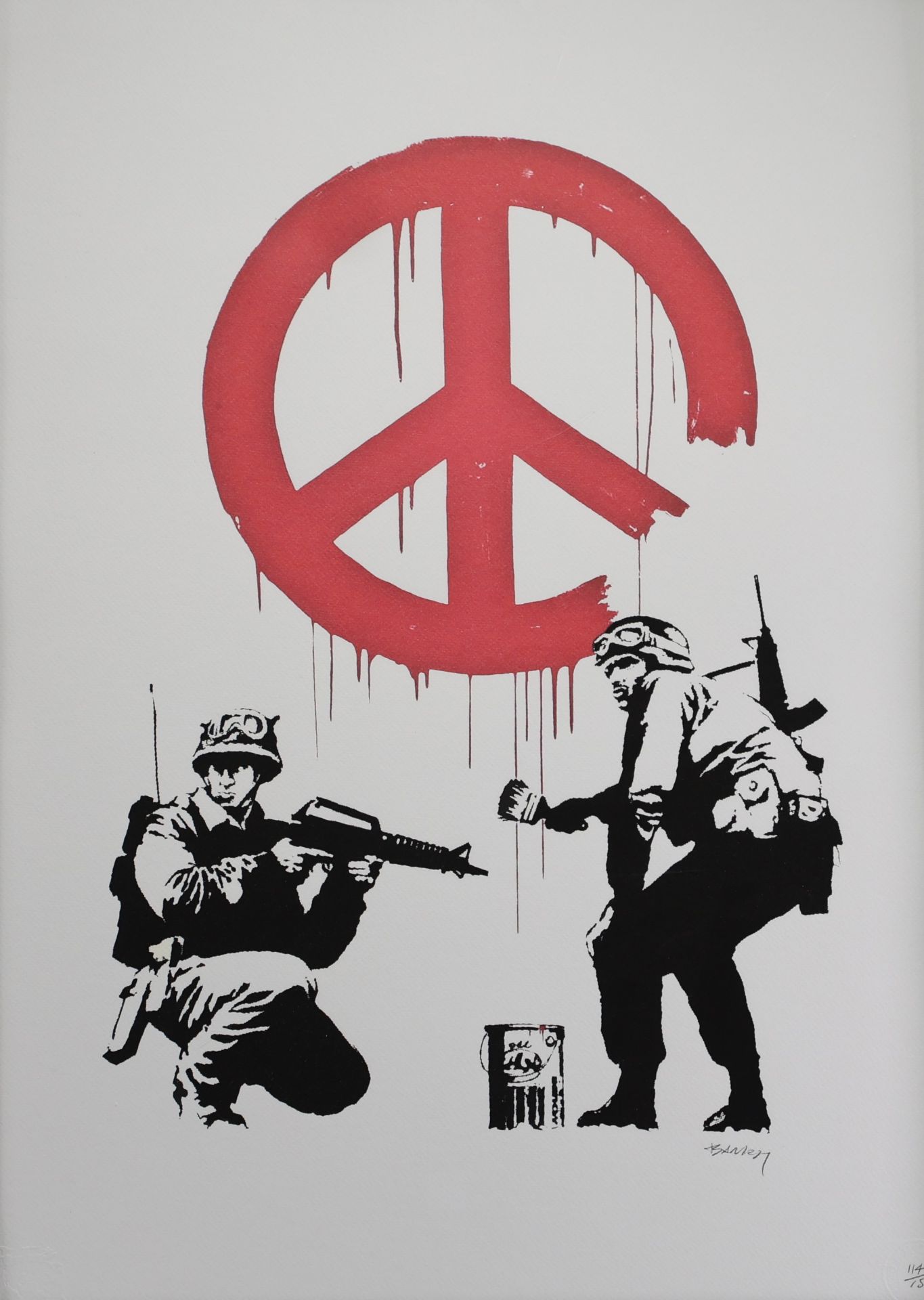 Lithograph in the style of Banksy, numbered 114/150