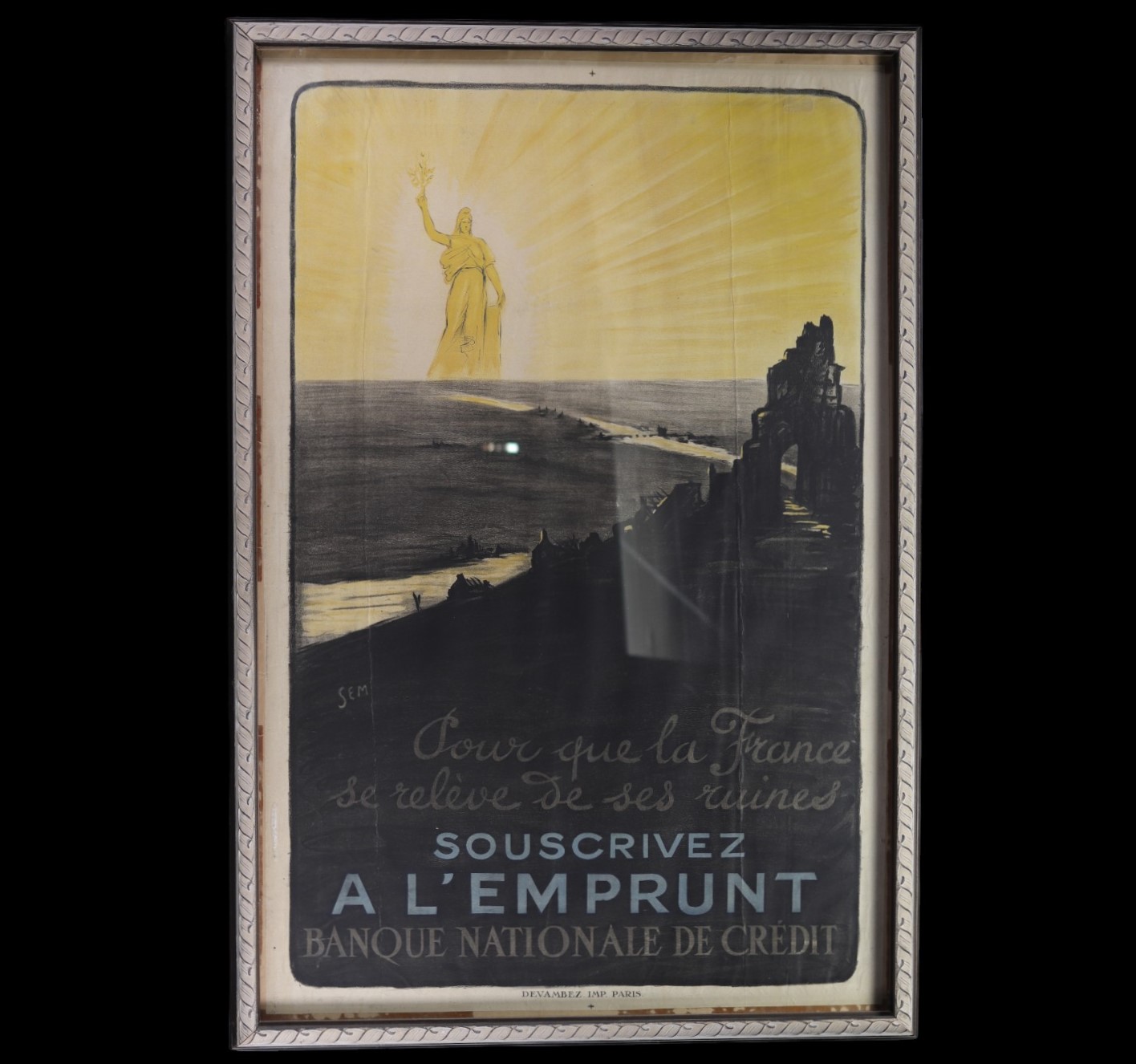 SEM (Georges Victor GORSAT, dit), "Souscrivez a l'Emprunt, Banque nationale", lithographed poster.