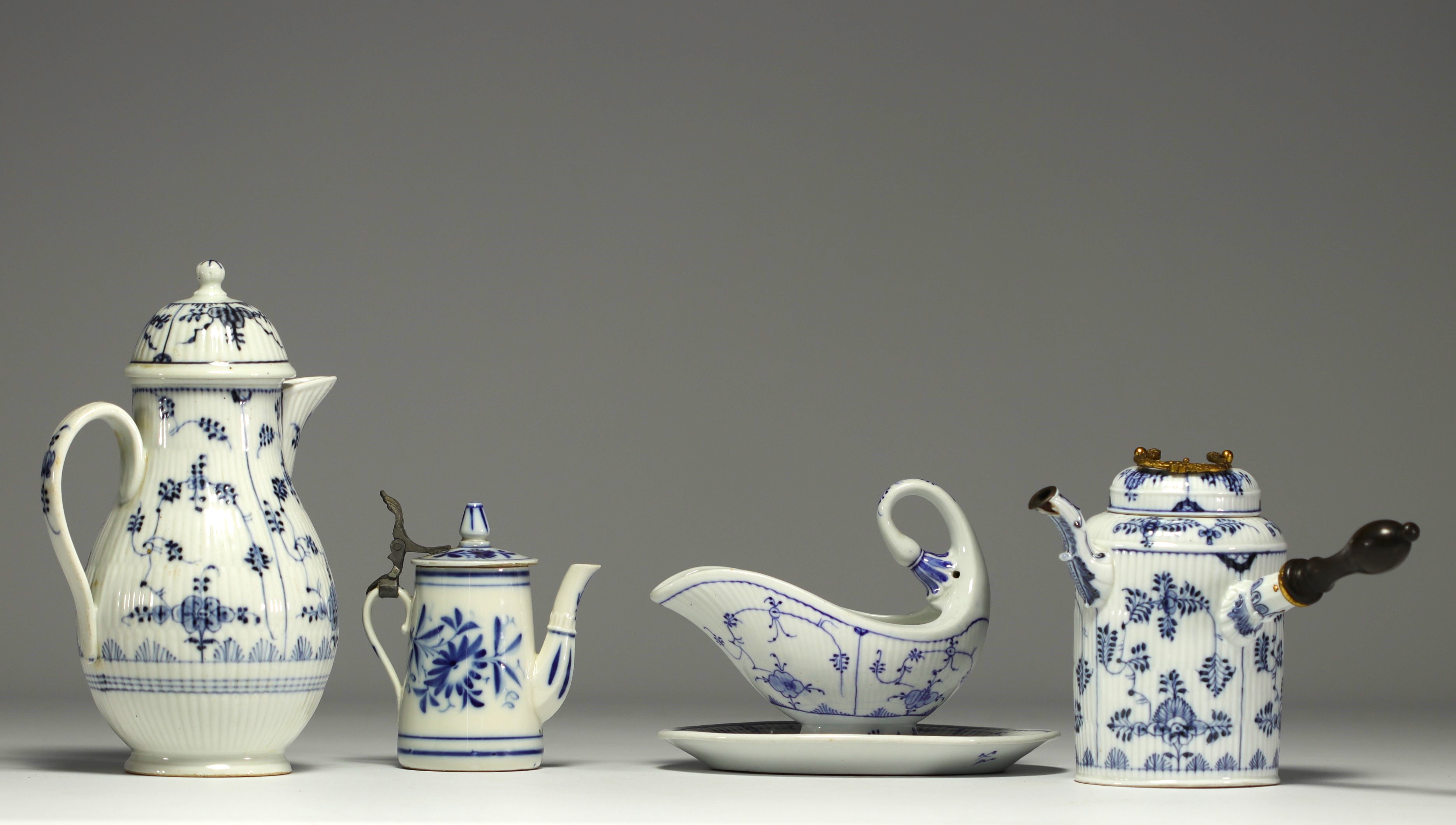 Set of four 19th century German blue-white porcelains.