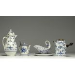 Set of four 19th century German blue-white porcelains.