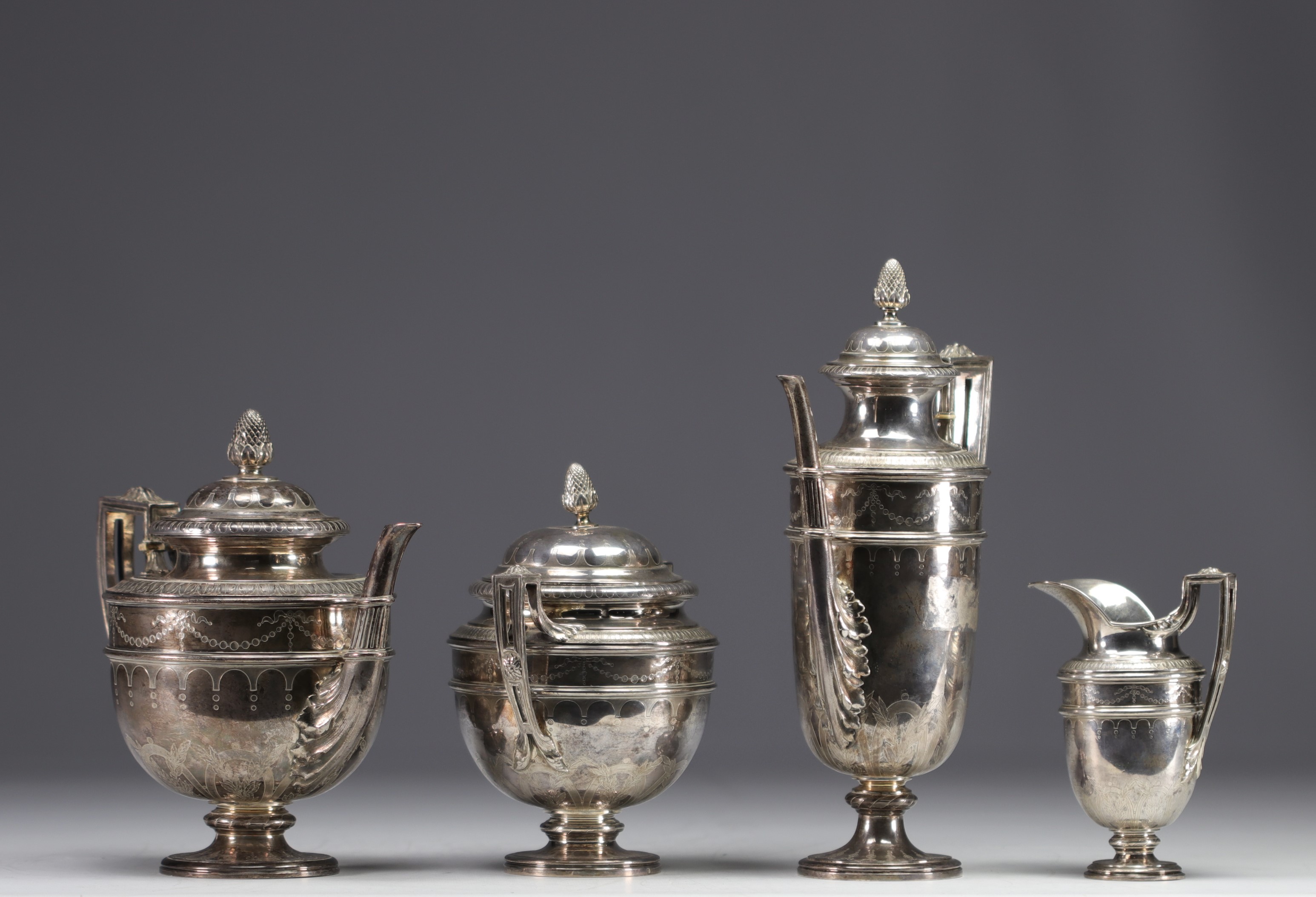 Jean-Baptiste Claude ODIOT a PARIS - Solid silver coffee service. - Image 7 of 11