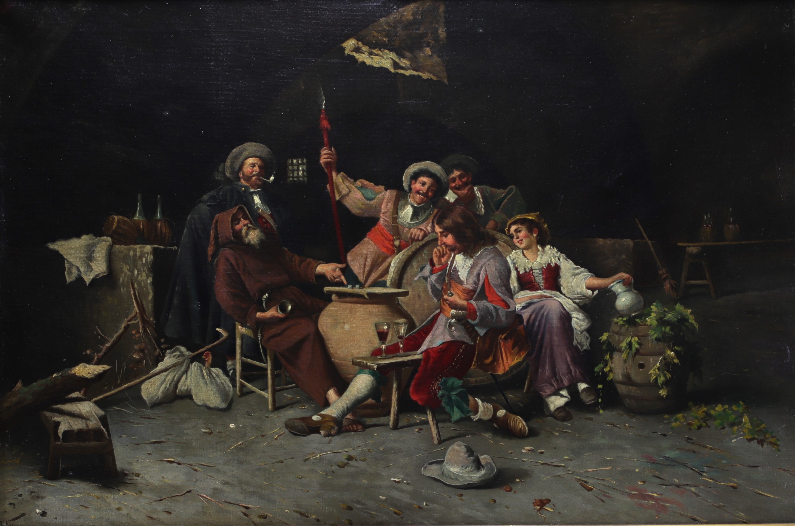 Francesco TITO (1863-1934) "Le repas des mousquetaires" Pair of oil on canvas. - Image 4 of 5