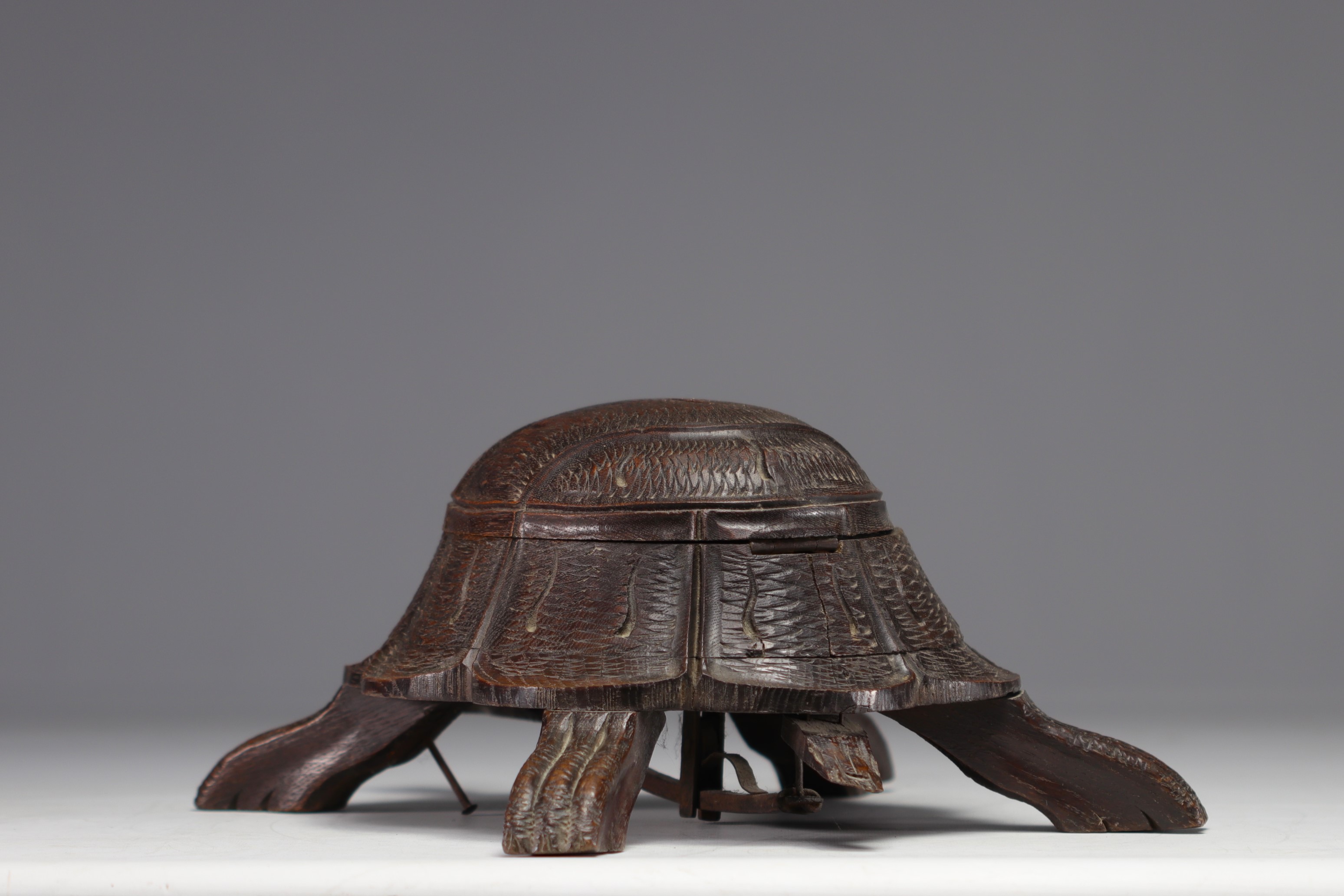 Wooden billiard spittoon in the shape of a turtle, late 19th century. - Bild 5 aus 5