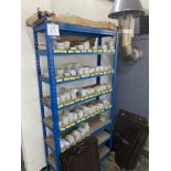 Eight tier boltless shelf unit with routing/drill bits, mainly Union tool