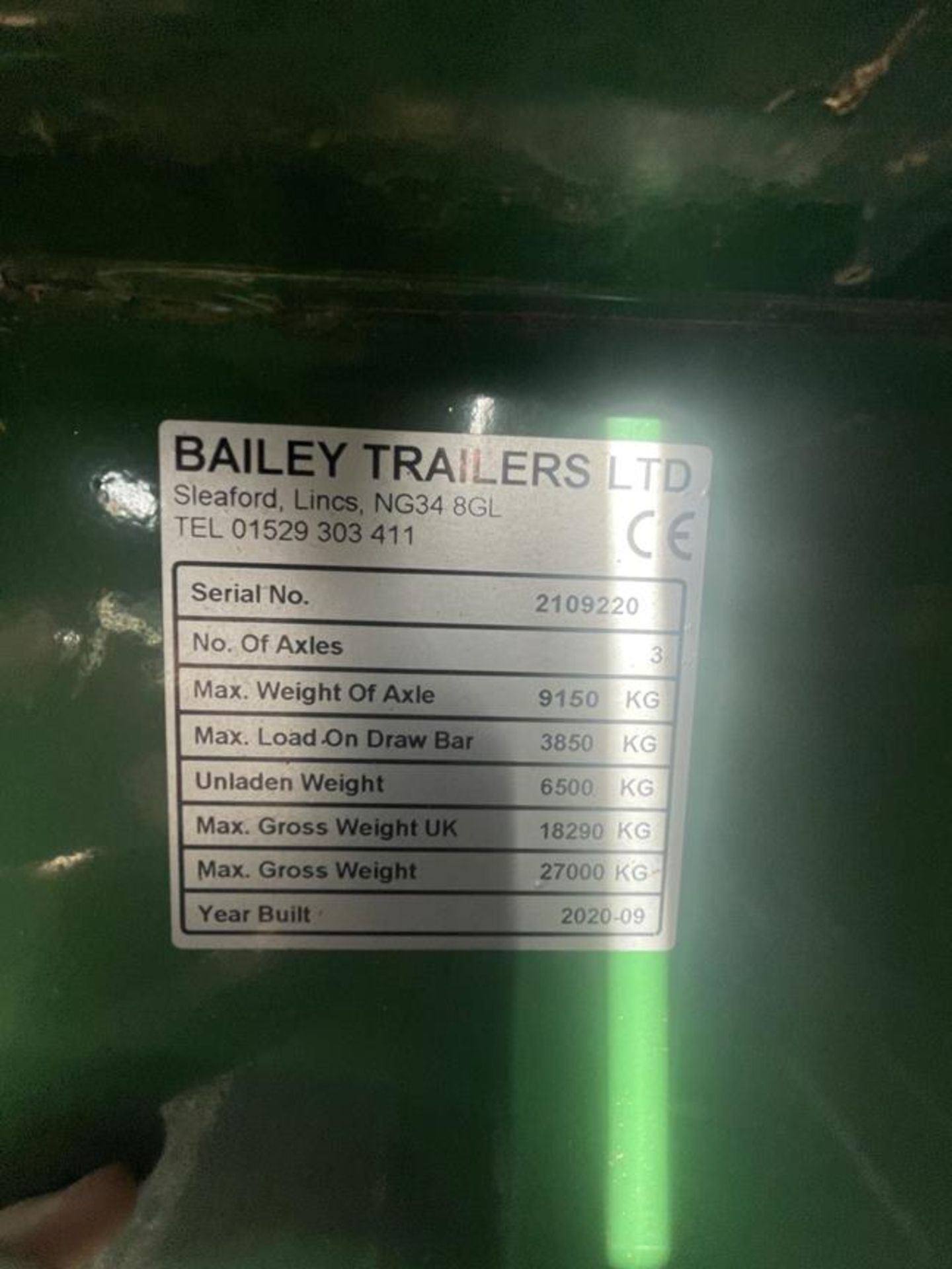 2020 Bailey 20 Ton 36' Triple Axle Low Loader Trailer S/No. 2109220, 435/50R19.5 Mini Super Single - Bild 10 aus 10