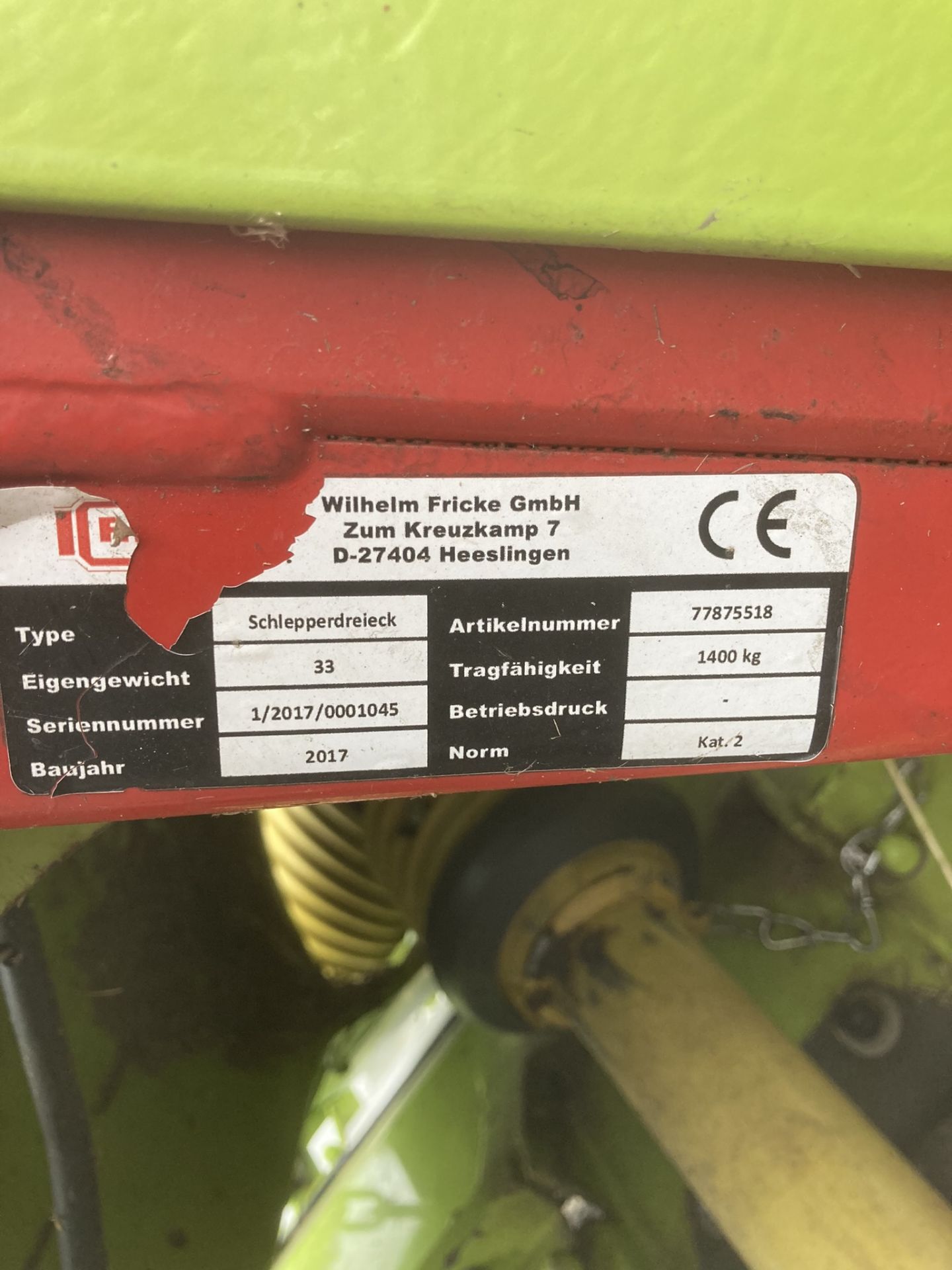 2017 Claas 3200FC Disco Profil Type SCHLEPPERDRELECK Front Mower Conditioner, S/No. 77875518, - Image 6 of 6