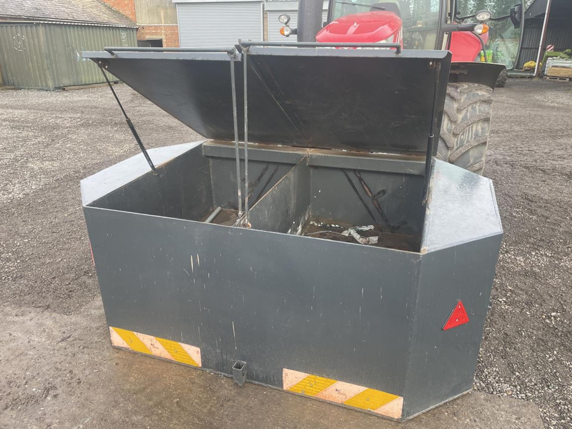 Front Tractor Weight Box, Split Lid, Side Lockers, Capacity for 32 x 20kg bags, Dimensions 2200mm