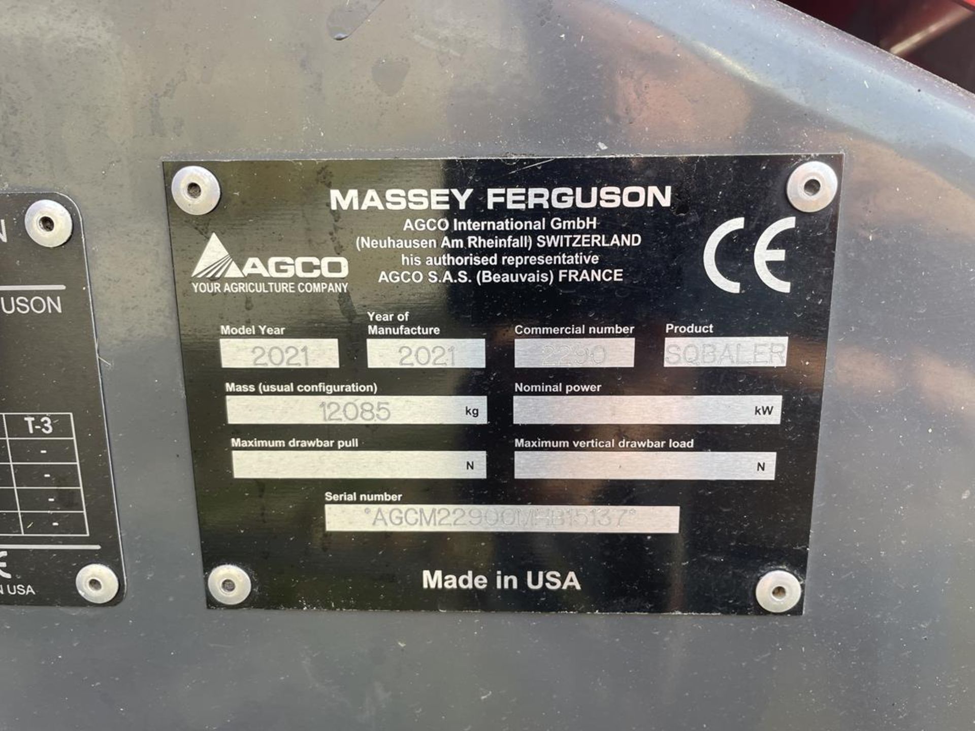 2021 Massey Ferguson MF2290 Model SQ Twin Axle Baler, S/No. AGCM22900MHB15137, 26,091 Bales, - Image 16 of 16