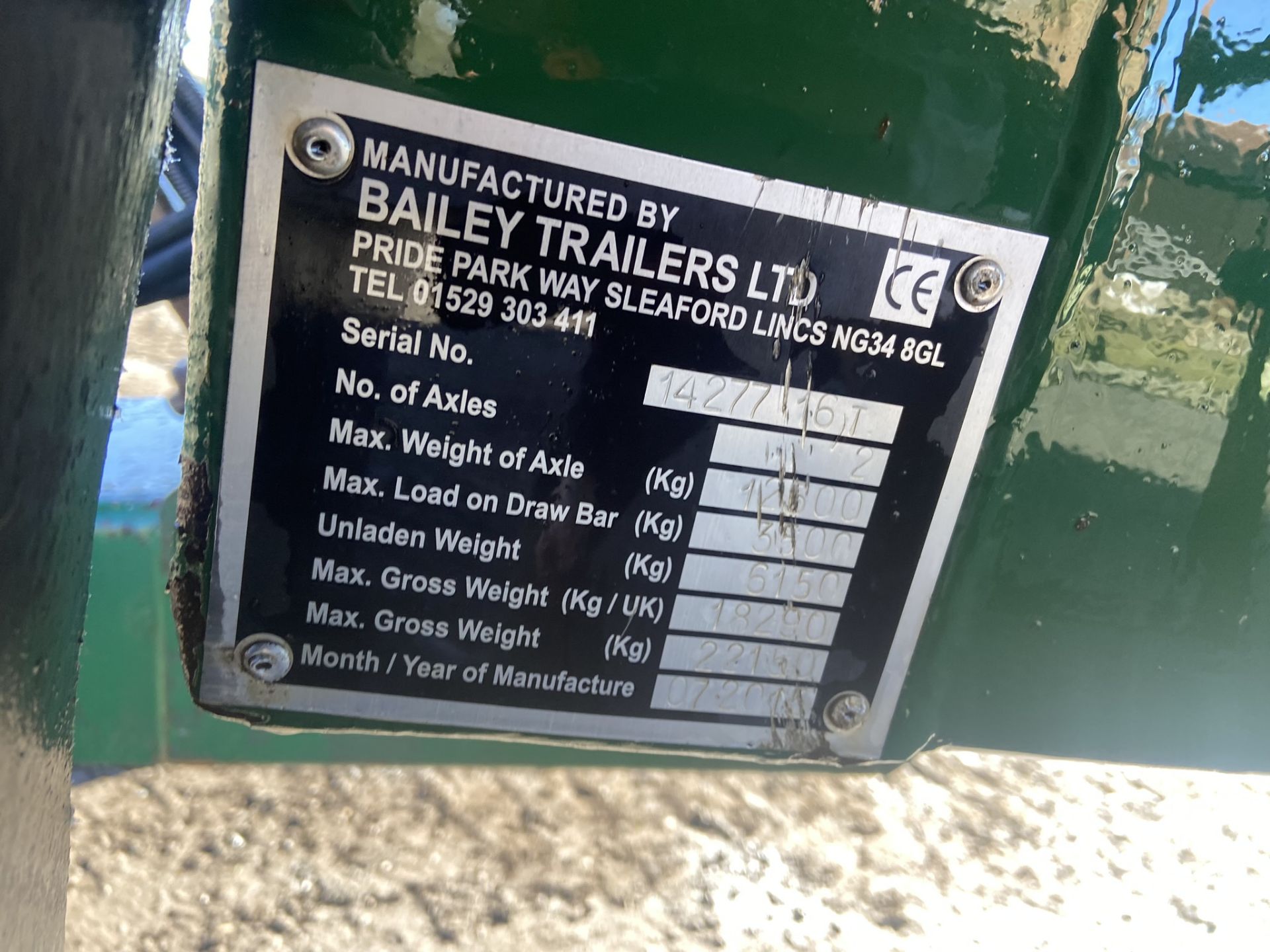 2015 Bailey TB 16-Ton Double Axle Hydraulic Tipper Trailer S/No. 14277, 560/60R22.5 Flotation - Image 10 of 10