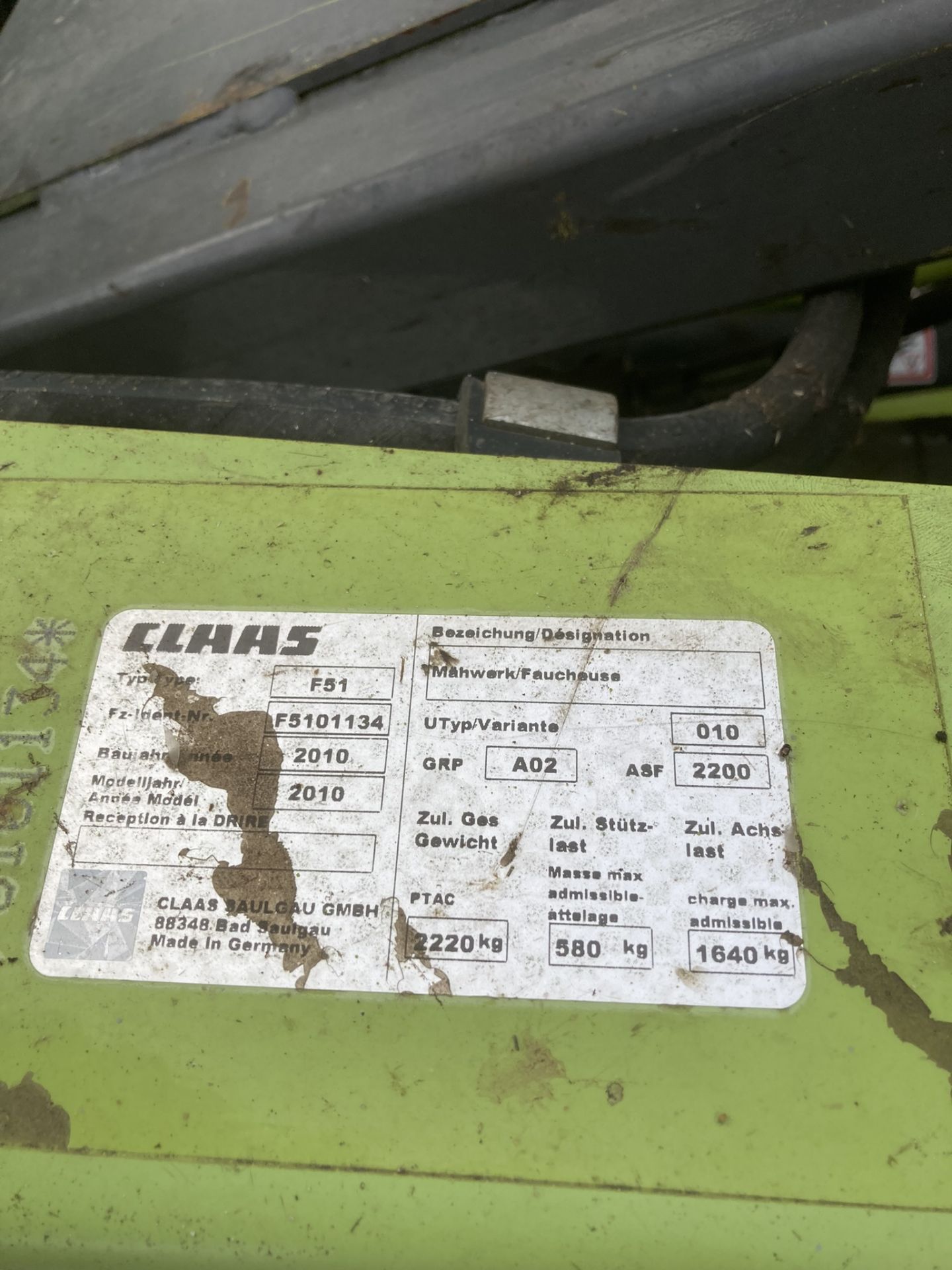 2010 Claas Disco 3100TC Type 51 Trailed Mower, S/NO. FS101134, Cutting Width 3.1m, Gross weight 2, - Image 7 of 7