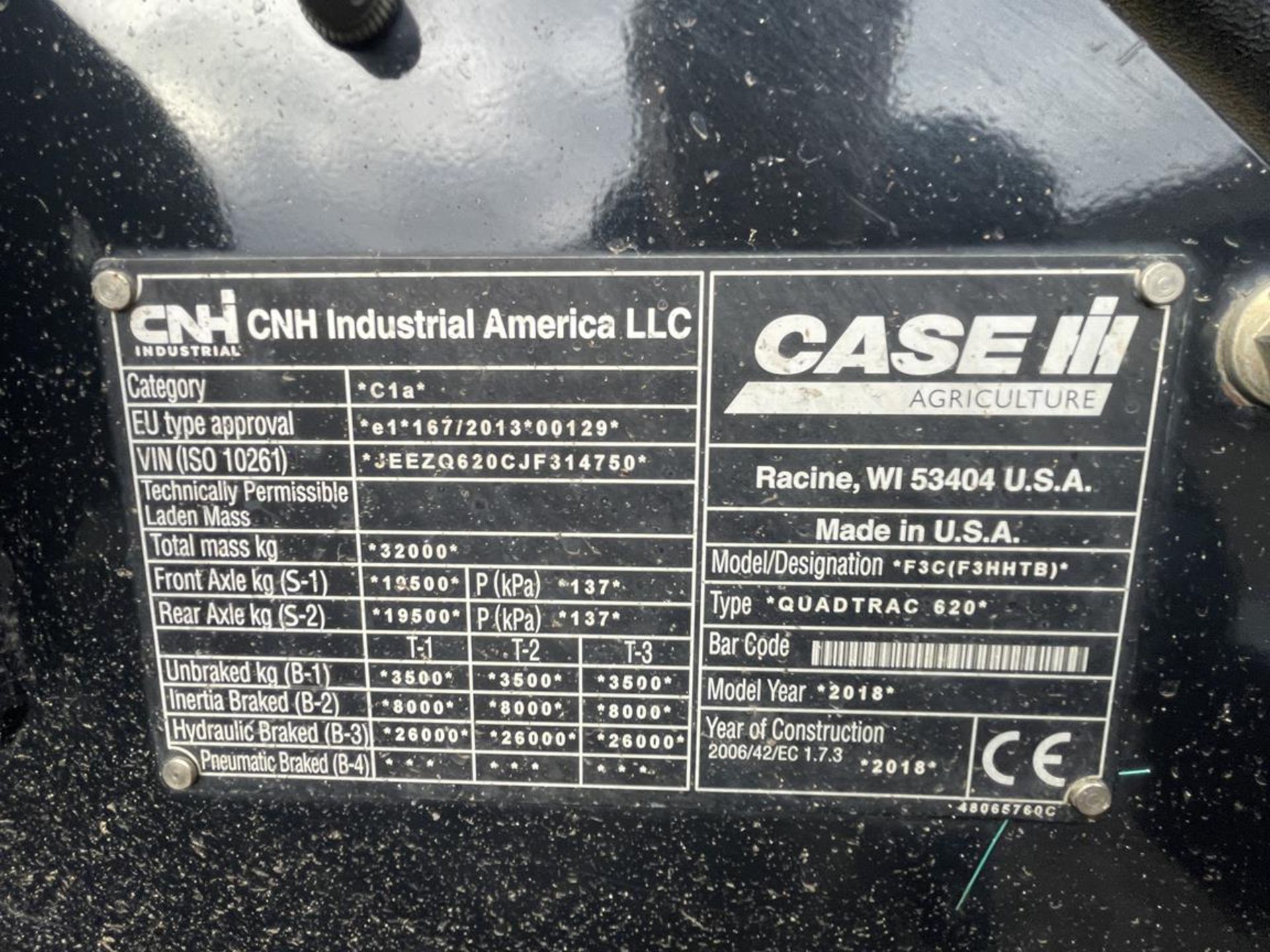2018 Case IH Quadtrac 620, Model F3C (F3HHTB), Articulated, 4 Track Tractor (FX18 CSF), S/No. - Image 12 of 12